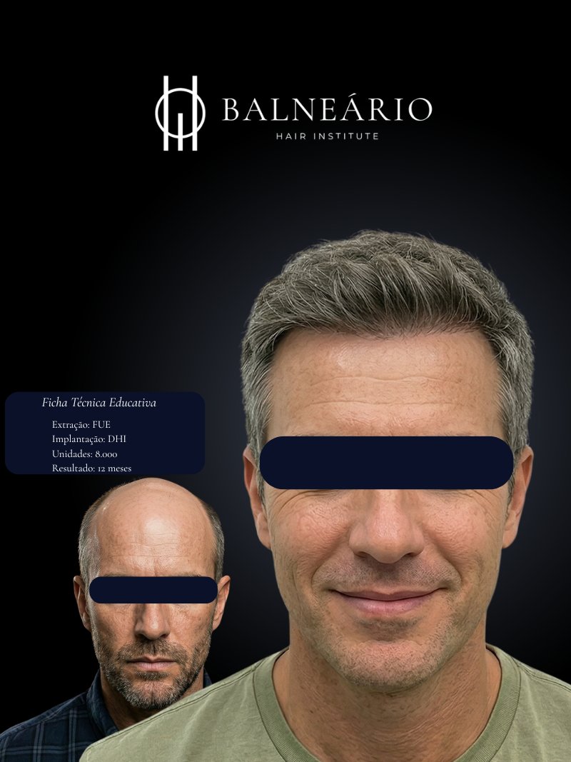 Resultado transplante capilar — Caso 4 — Balneário Hair Institute